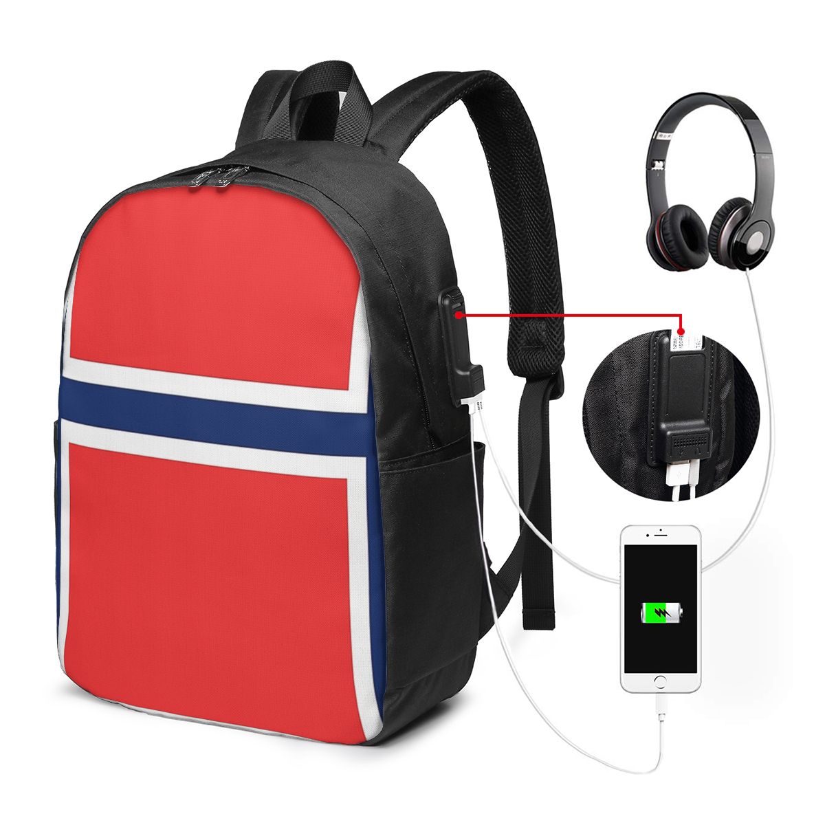 Womens Backpack - Norway Flag Backpack Travel Notebook Bag