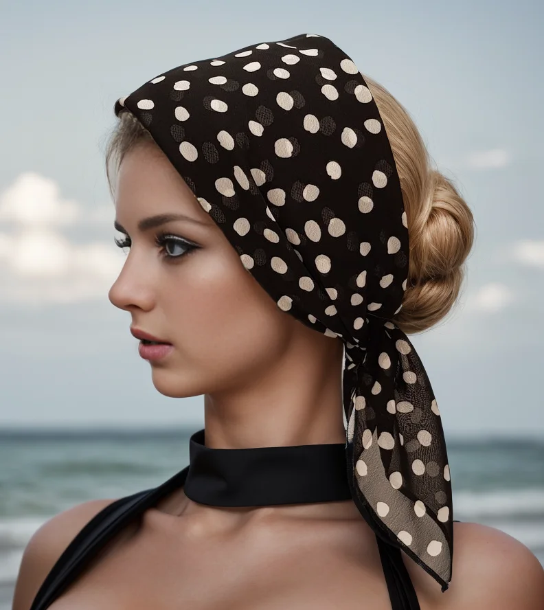 Women'S Retro Bags - Retro Polka Dot Montage Chiffon Square