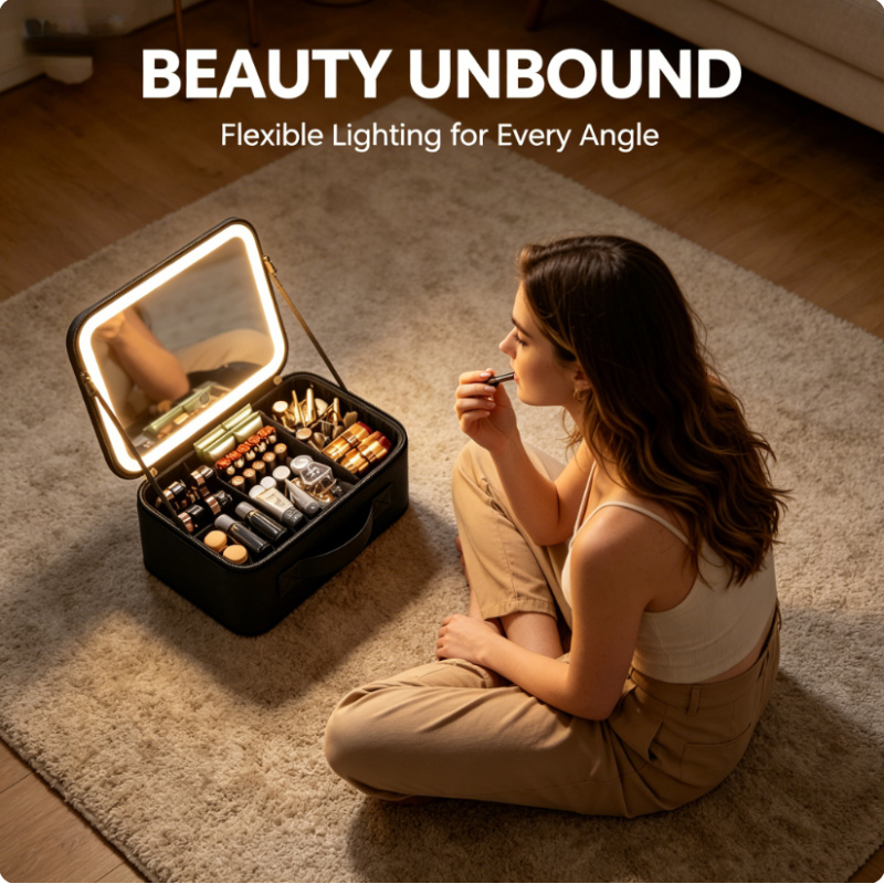 Women Vanity Bags - LED Lighted Travel Makeup Bag with
