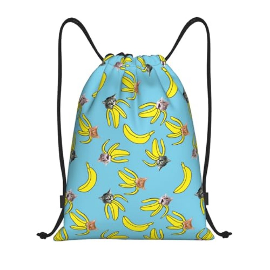 Women'S Yoga Bags - Funny Cat Banana Bananas Drawstring Bags