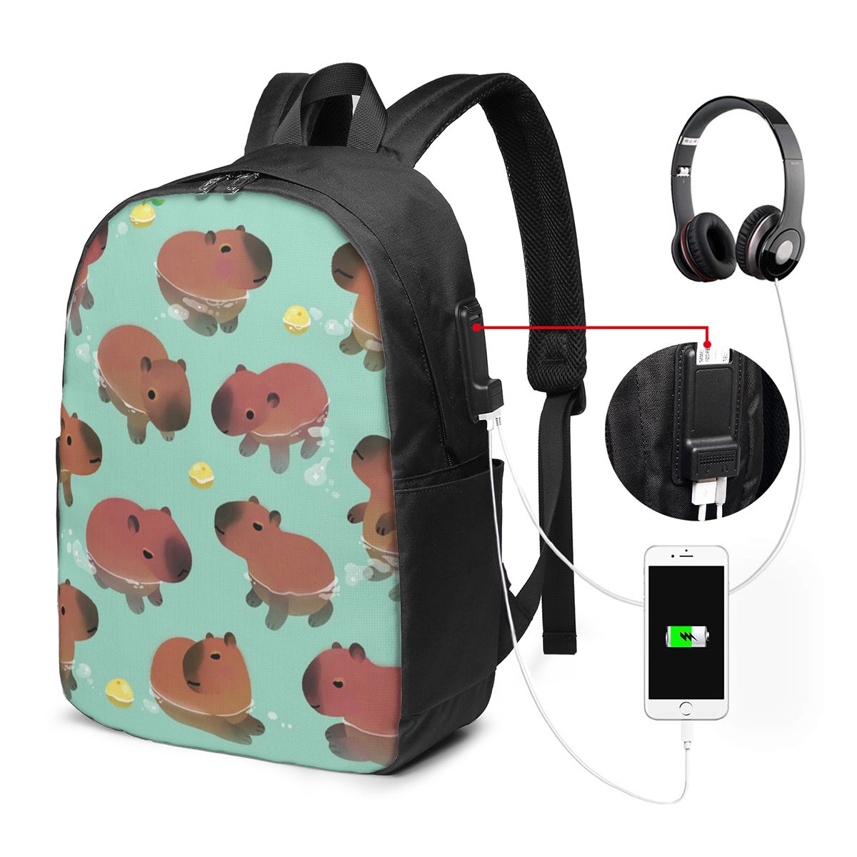 Capybara Animal Pattern Backpa - Womens Backpack ulasan dan harga