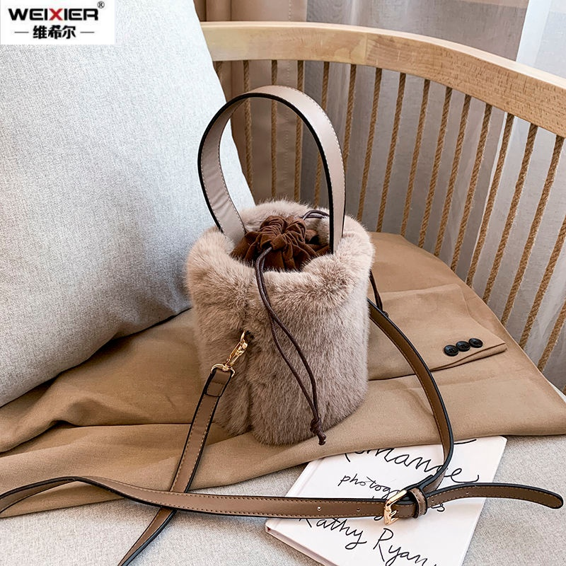 Faux Fur Bags Women Bucket Plu - Women Bags Max ulasan dan harga