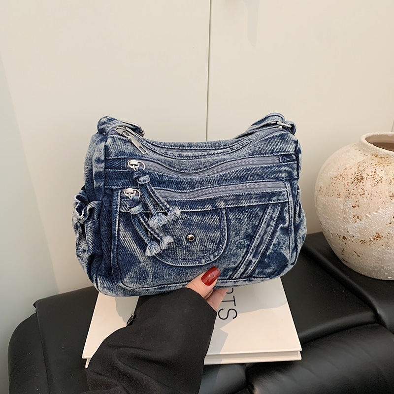 Street Style Retro Blue Denim  - Women Bags Zadig ulasan dan harga