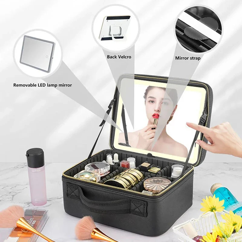 LED Lighted Travel Makeup Bag  - Women Vanity Bags ulasan dan harga