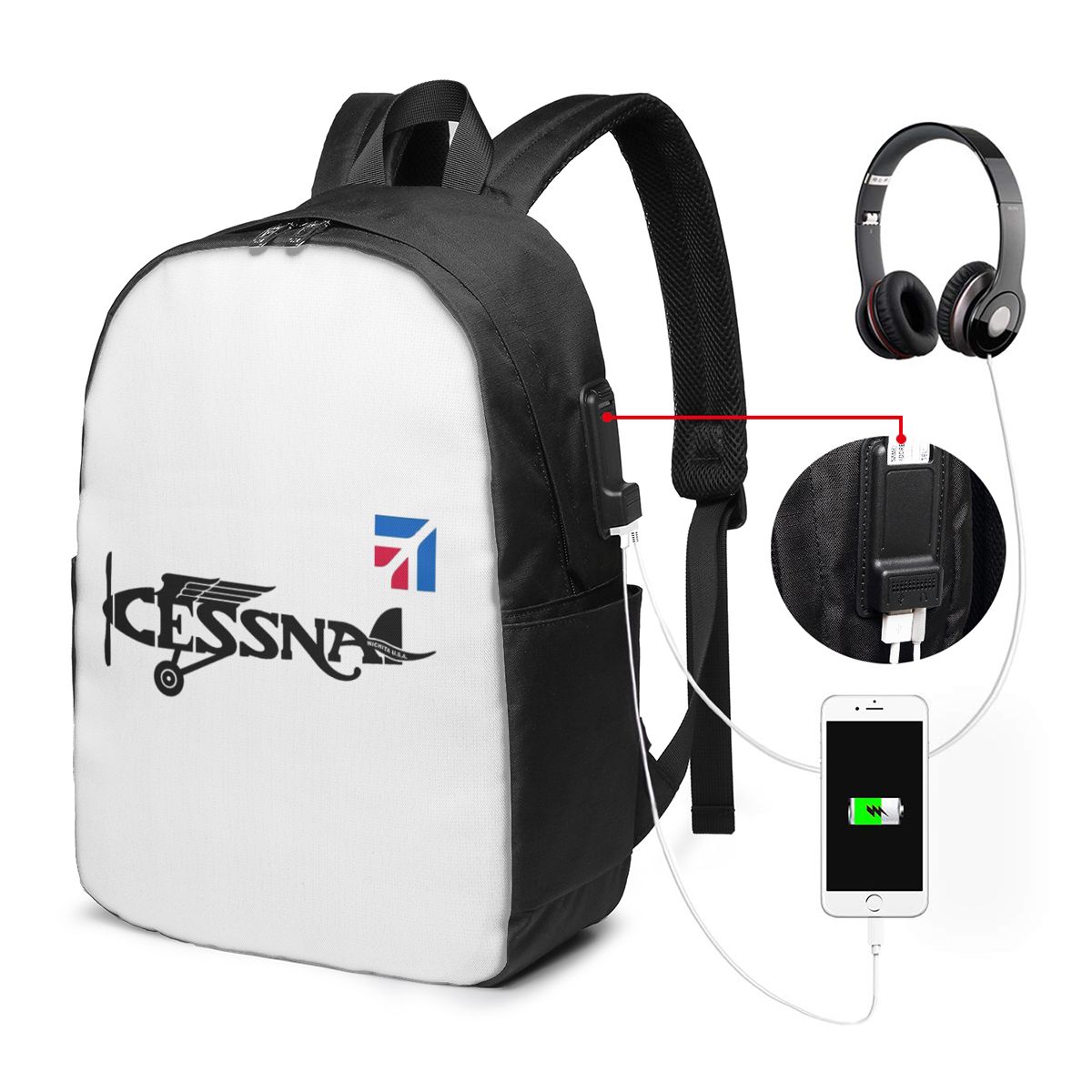Cessna Logo Backpack Travel No - Womens Backpack ulasan dan harga