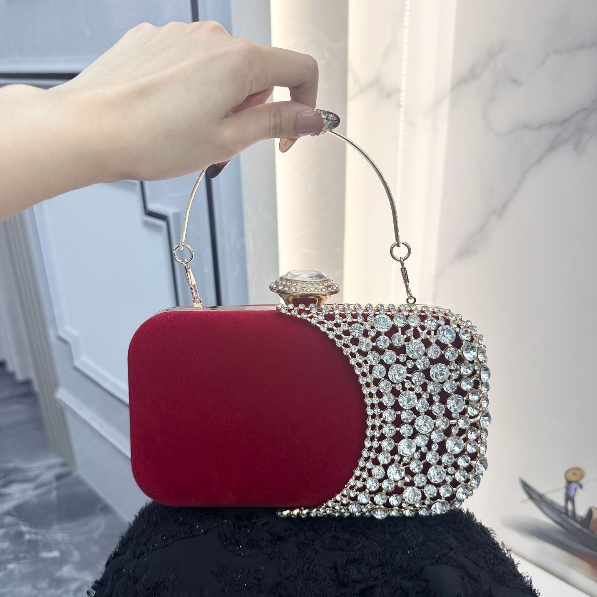 Retro Diamond Embedded Evening - Women'S Elle Bags ulasan dan harga