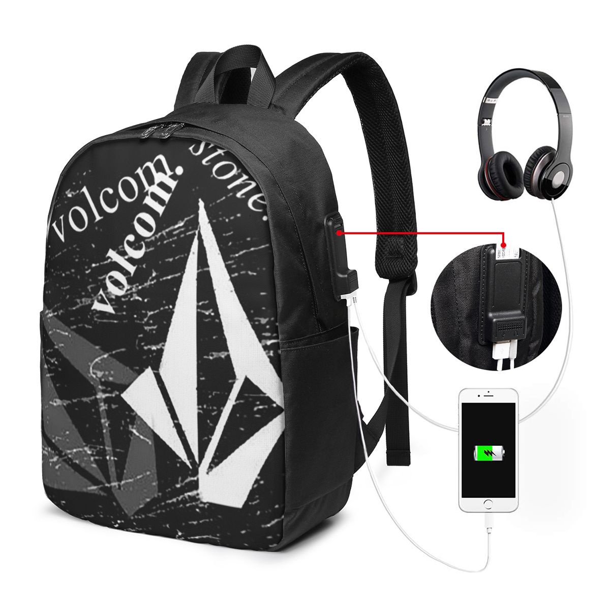 V-Volcom Logo Backpack Travel  - Womens Backpack ulasan dan harga