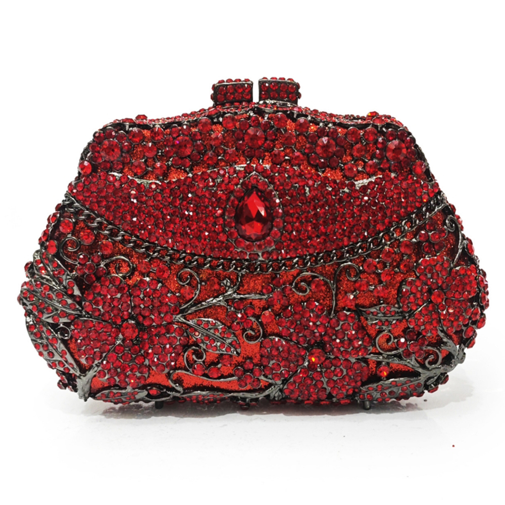 Gold Metal Flower Diamond Even - Women Bags Golden ulasan dan harga