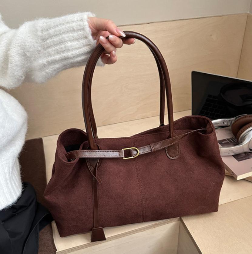 Vintage Faux Suede Handbag, La - Women Hand Bags For Office ulasan dan harga