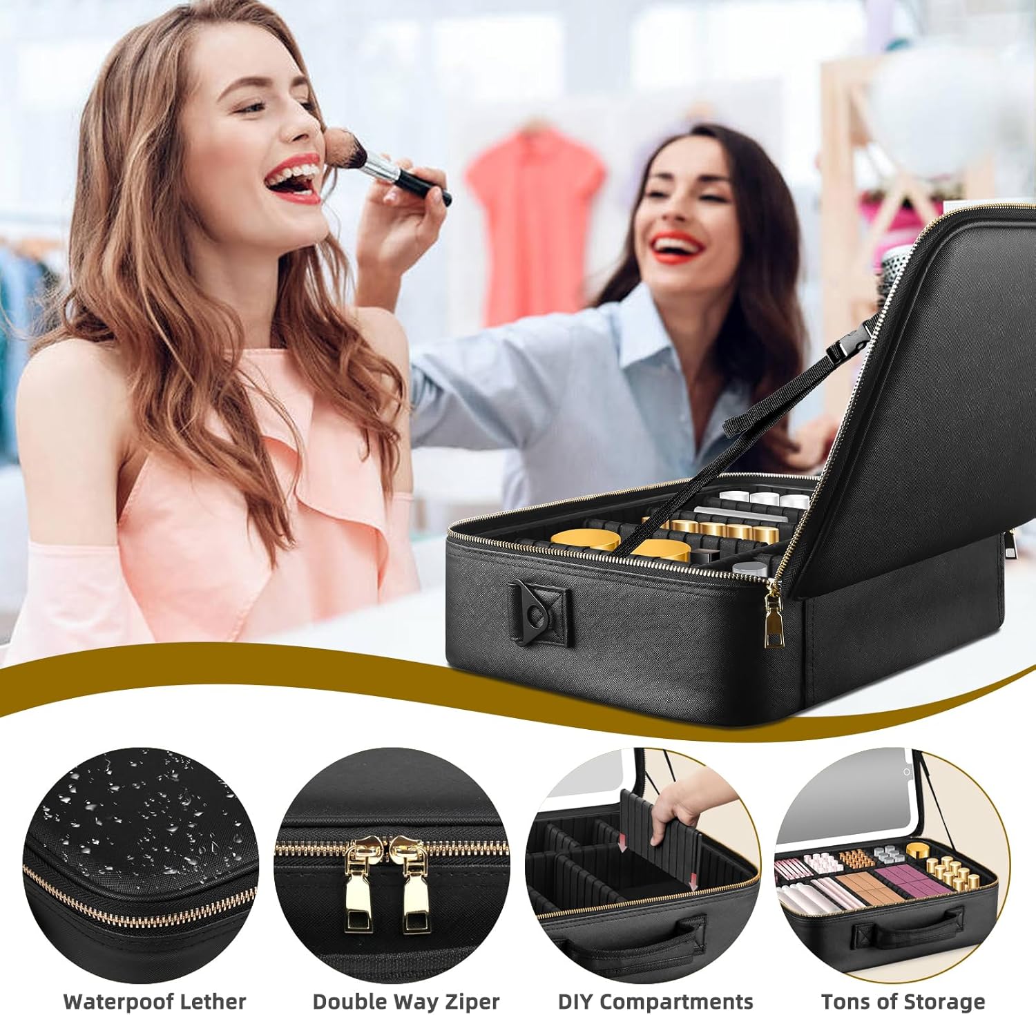 Portable Travel Makeup Bag Wit - Women Vanity Bags ulasan dan harga