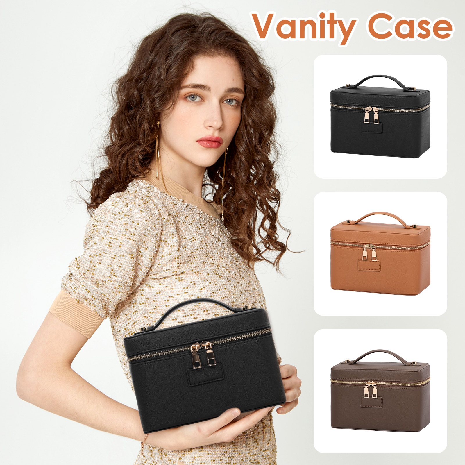 PU leather Cosmetic Bag Women  - Women Vanity Bags ulasan dan harga