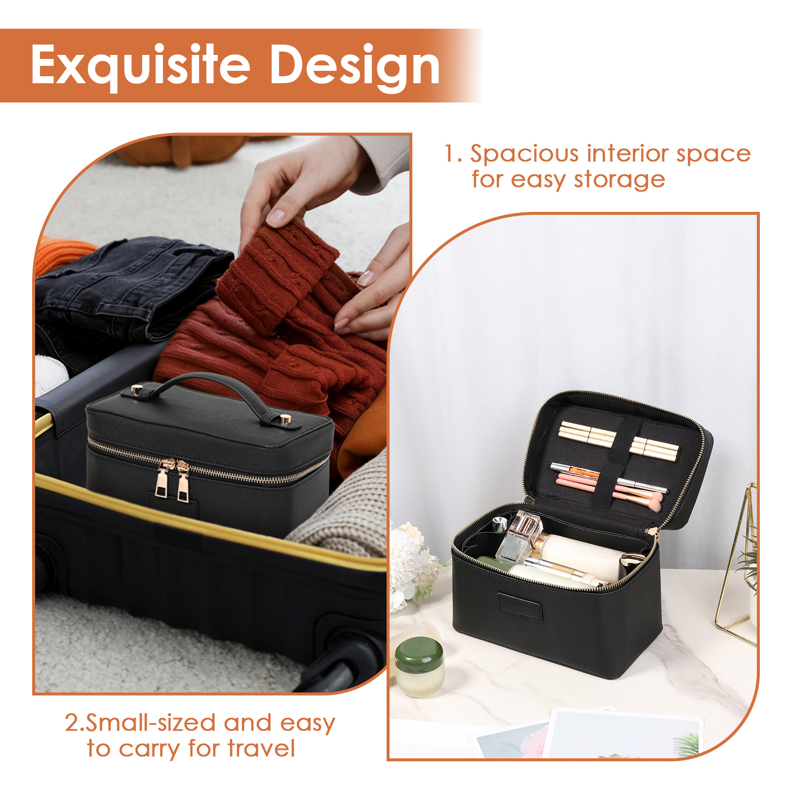 PU leather Cosmetic Bag Women  - Women Vanity Bags ulasan dan harga