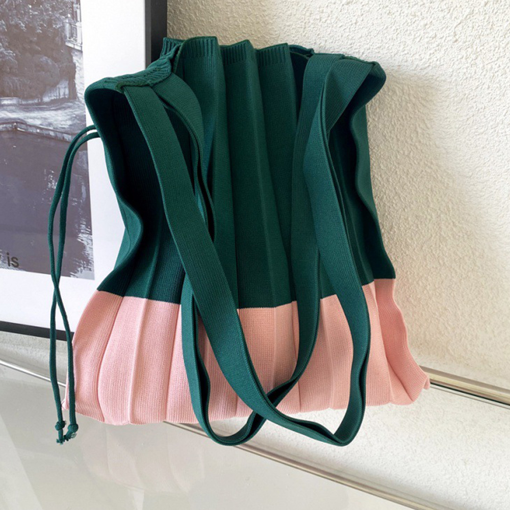 Knitted Foldable Storage Handb - Women Bags Low Price ulasan dan harga