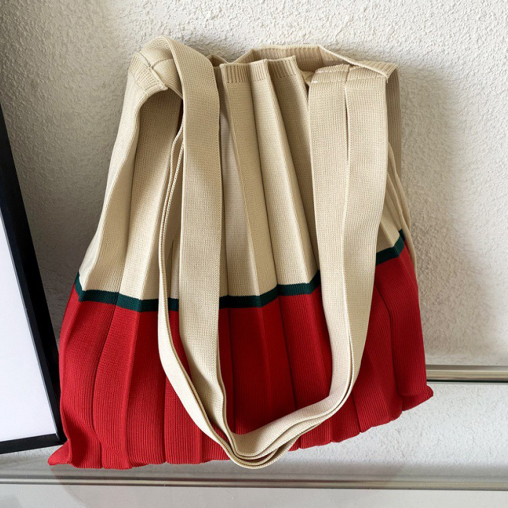 Knitted Foldable Storage Handb - Women Bags Low Price ulasan dan harga