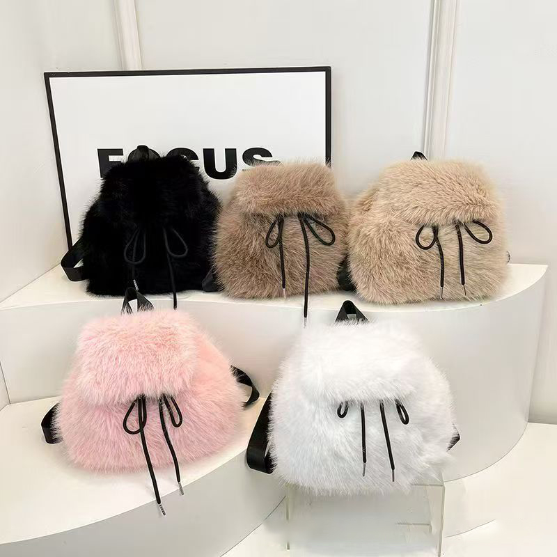 Women Faux Fox Fur Backpack So - Women Bags Max ulasan dan harga