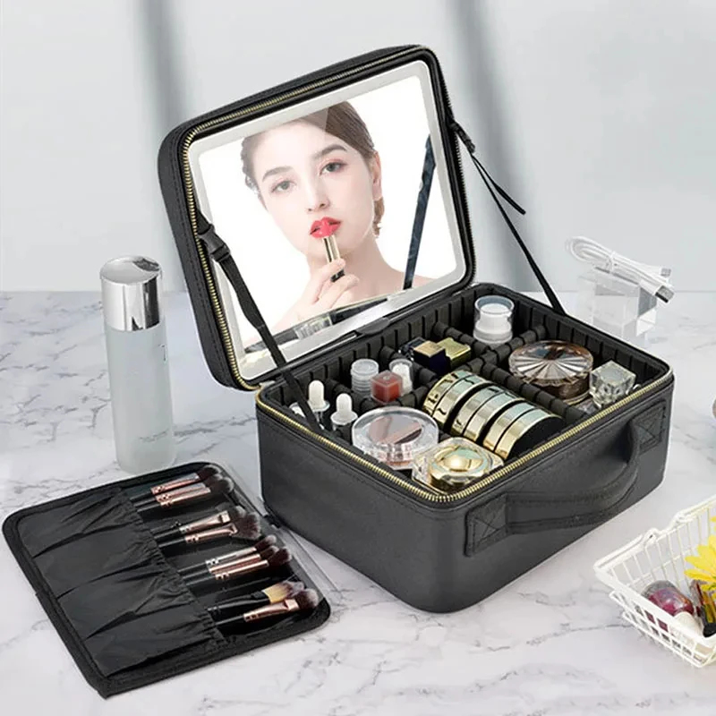 LED Lighted Travel Makeup Bag  - Women Vanity Bags ulasan dan harga