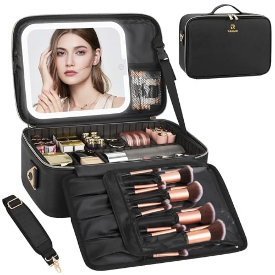 Makeup Bag with LED Mirror, Tr - Women Vanity Bags ulasan dan harga