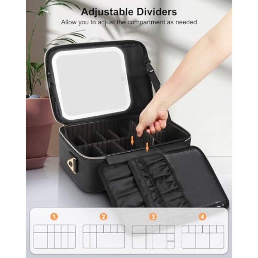 Makeup Bag with LED Mirror, Tr - Women Vanity Bags ulasan dan harga
