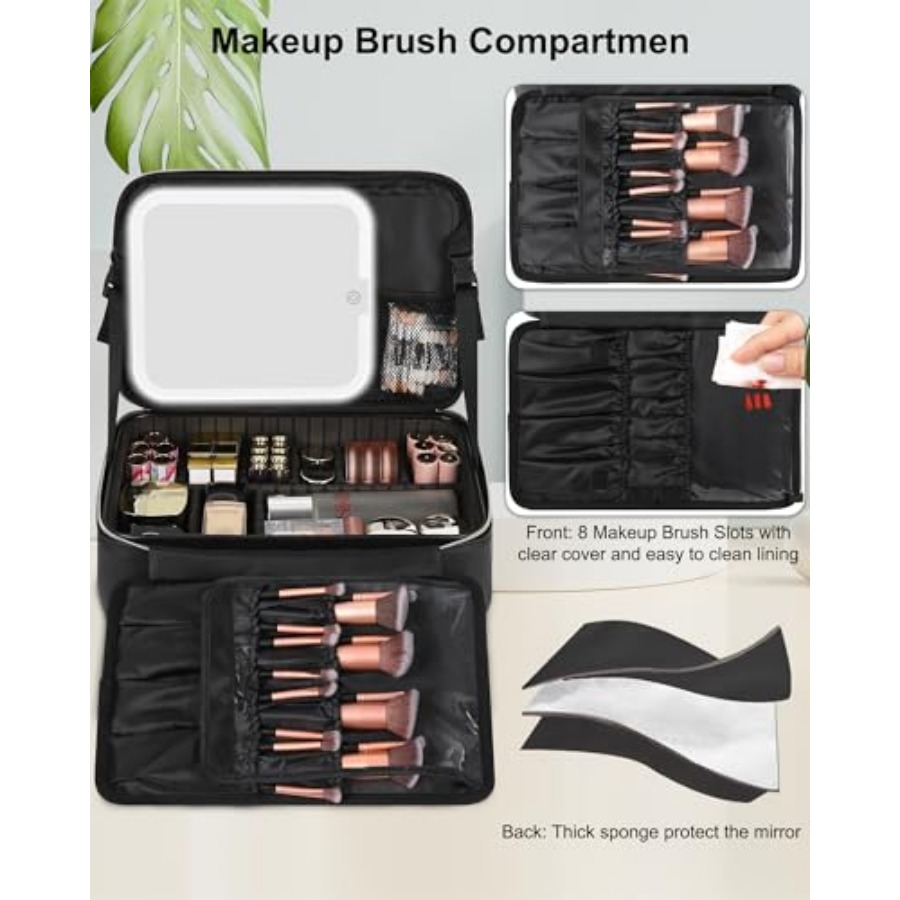 Makeup Bag with LED Mirror, Tr - Women Vanity Bags ulasan dan harga