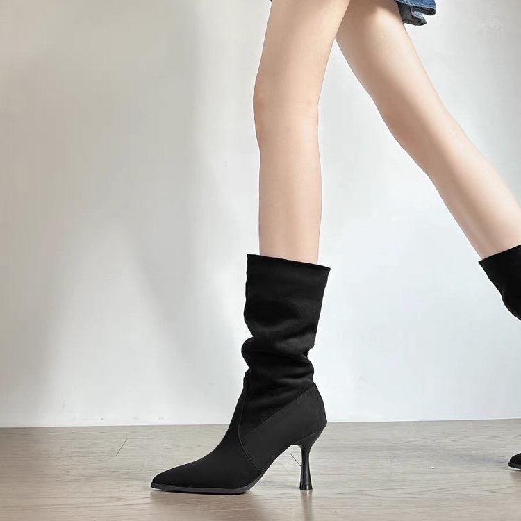 Cow Suede Mid-calf Modern Boot - Women Bags On Sale ulasan dan harga