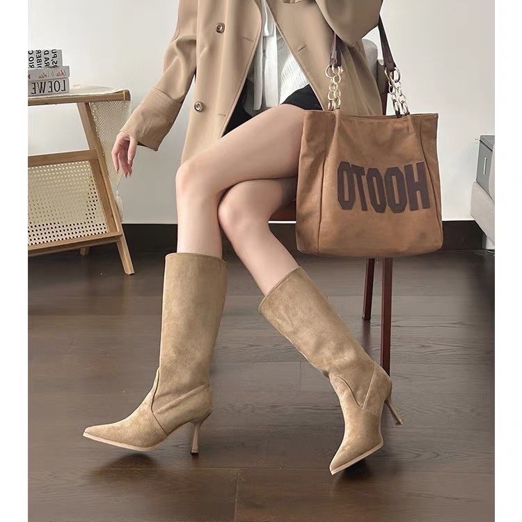 Cow Suede Mid-calf Modern Boot - Women Bags On Sale ulasan dan harga