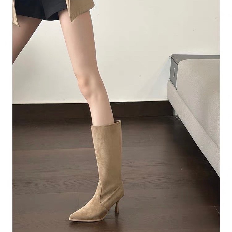 Cow Suede Mid-calf Modern Boot - Women Bags On Sale ulasan dan harga